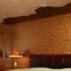 Copper metallic decorative painting on wall of bedroom