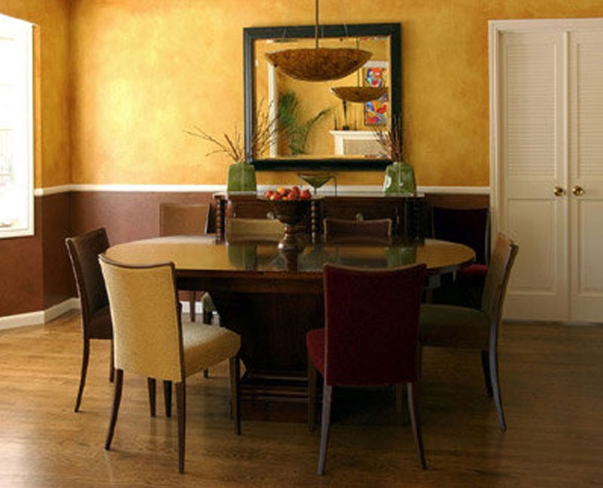 Decorative painting faux finish on wall in dining room
