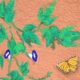 Decorative painting butterfly and leaves mural